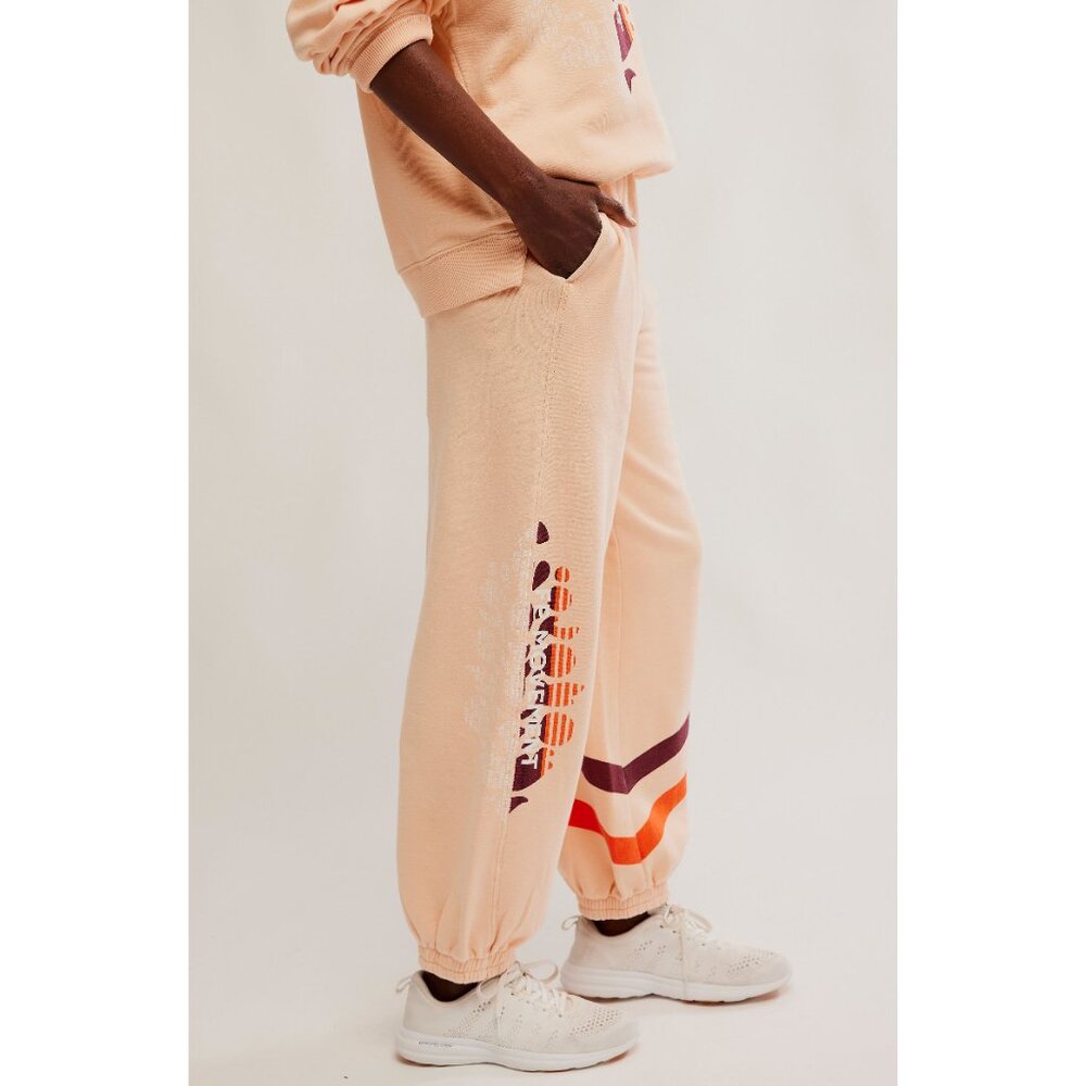 FP Movement by Free People Peach Track Joggers with Retro Stripe Accents